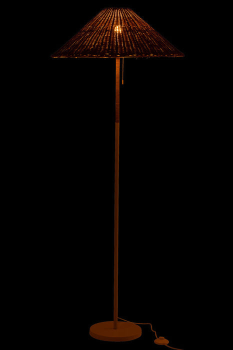 Staande Lamp metaal/rattan wit/naturel-Vloerlampen-J-Line