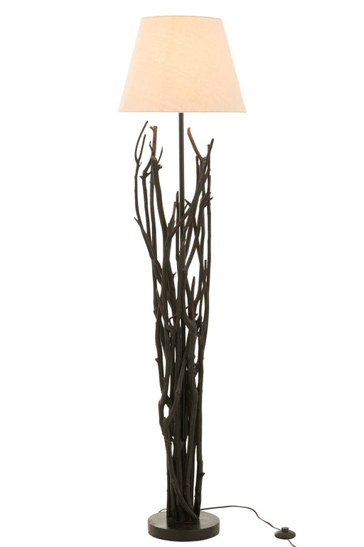 Standing Lamp Branches Chestnut Wood Black-Vloerlampen-J-Line