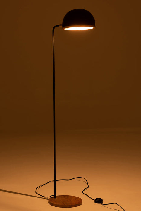 Standing Lamp Evy Iron/Wood Black/Natural-Vloerlampen-J-Line