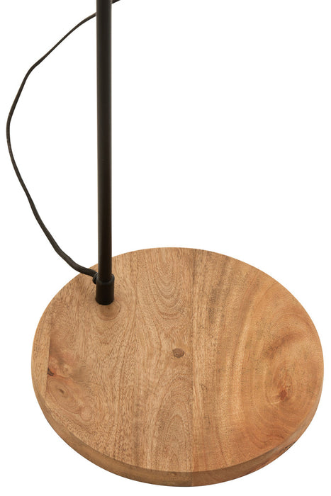 Standing Lamp Evy Iron/Wood Black/Natural-Vloerlampen-J-Line