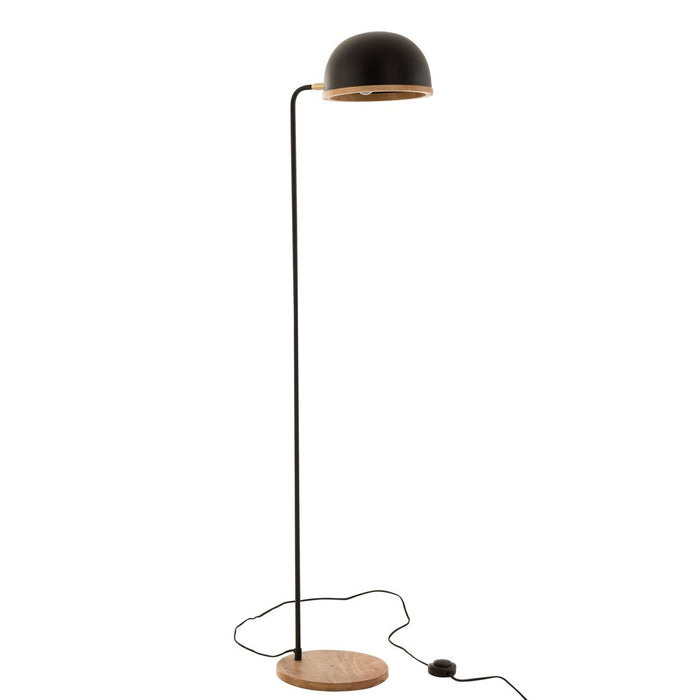 Standing Lamp Evy Iron/Wood Black/Natural-Vloerlampen-J-Line