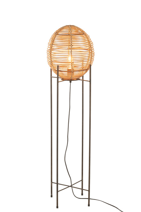 Standing Lamp On Frame Metal/Rattan Natural-Vloerlampen-J-Line