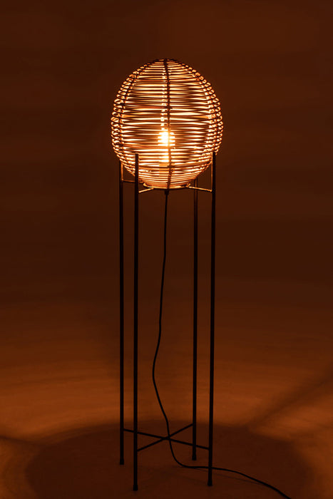 Standing Lamp On Frame Metal/Rattan Natural-Vloerlampen-J-Line