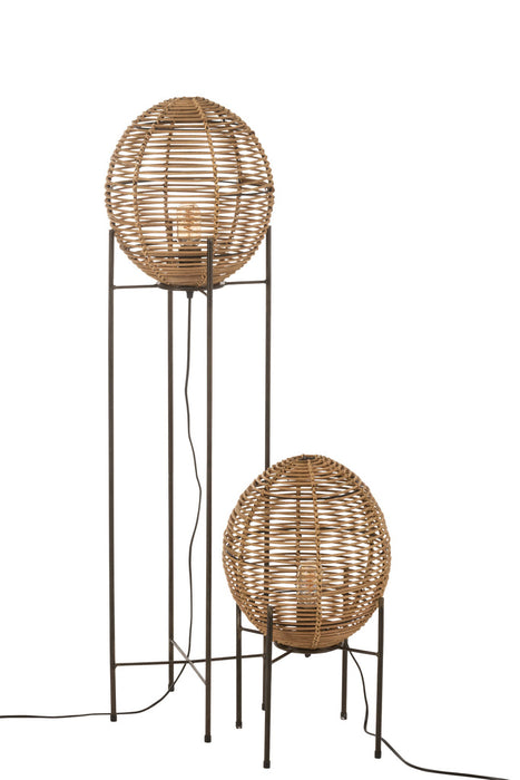 Standing Lamp On Frame Metal/Rattan Natural-Vloerlampen-J-Line