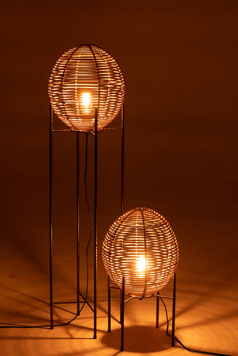 Standing Lamp On Frame Metal/Rattan Natural-Vloerlampen-J-Line