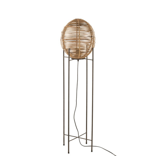 Standing Lamp On Frame Metal/Rattan Natural-Vloerlampen-J-Line