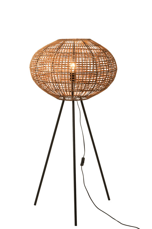 Standing Lamp Tripod Rattan/Metal Brown/Black Small-Vloerlampen-J-Line