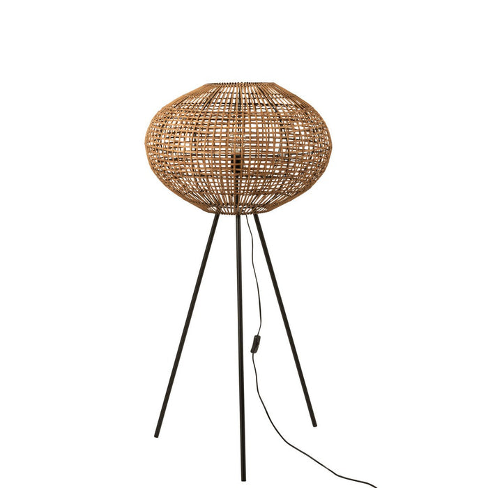 Standing Lamp Tripod Rattan/Metal Brown/Black Small-Vloerlampen-J-Line