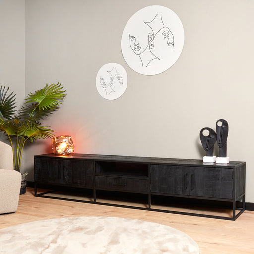 Starfurn Tv meubel Denver Black 240 cm | Mangohout en staal-TV-meubels-Starfurn