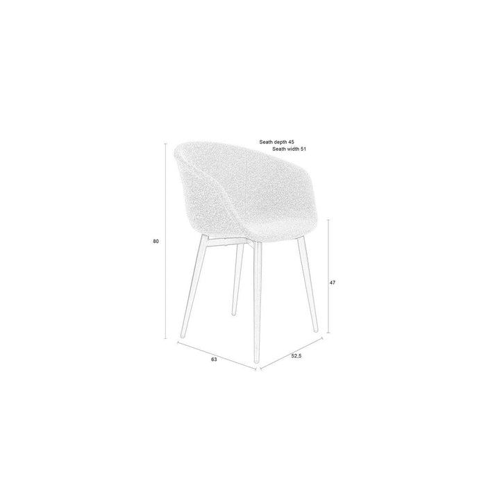 Stoel Charly | Beige | met zwarte poten-Eetkamerstoelen-Creating Home