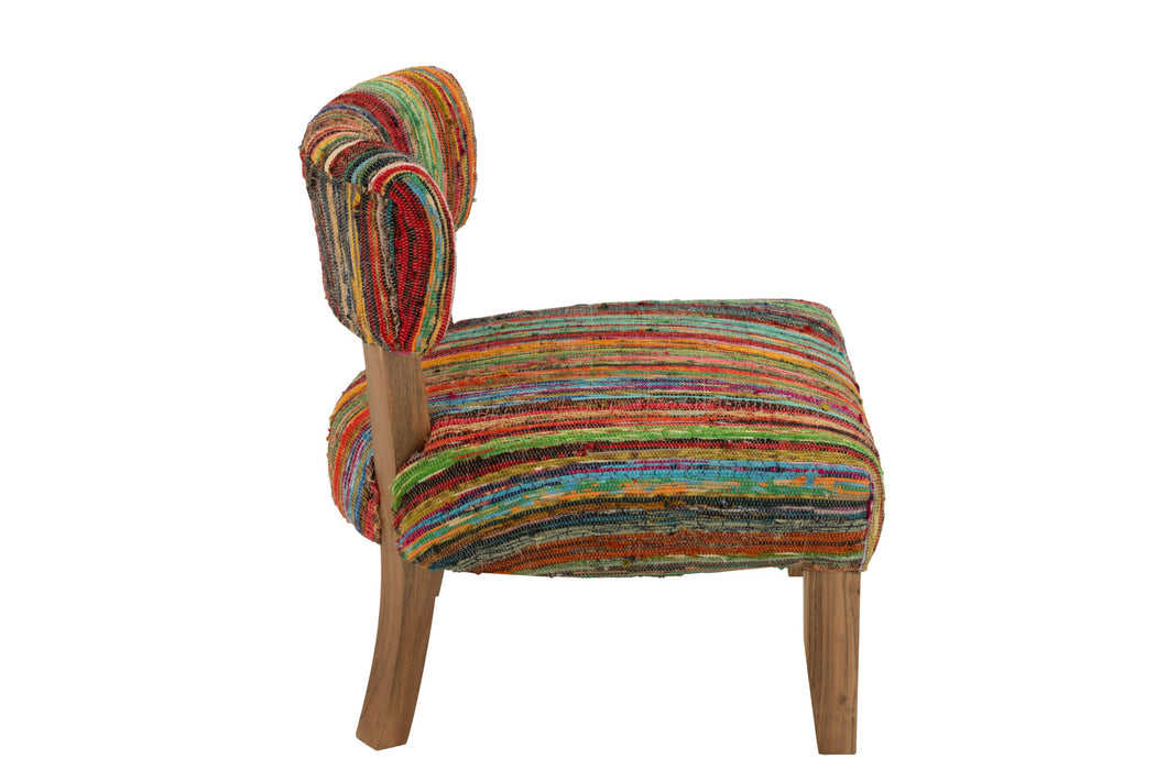 Stoel Chindi Hout/Textile Mix 60x68x72 cm-Eetkamerstoelen-J-Line