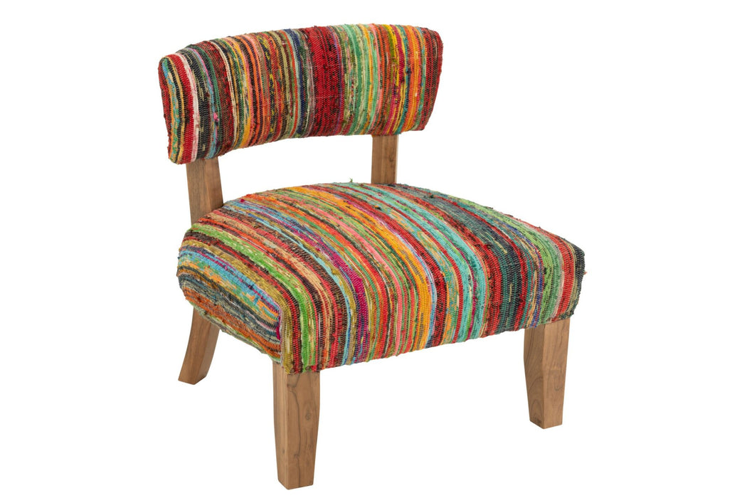 Stoel Chindi Hout/Textile Mix 60x68x72 cm-Eetkamerstoelen-J-Line