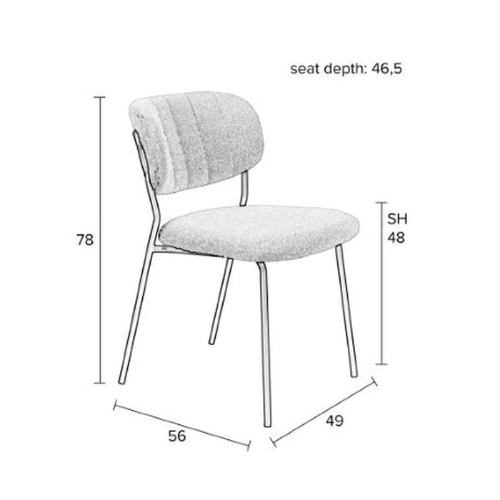 Stoel Jolien Black/Bouclé-Eetkamerstoelen-Creating Home