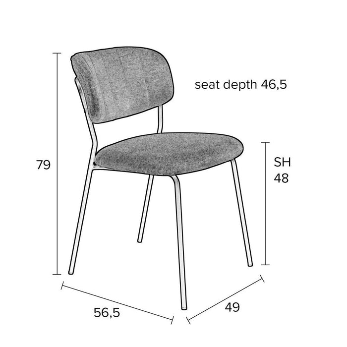 Stoel Jolien Black/Dark Grey-Eetkamerstoelen-Creating Home