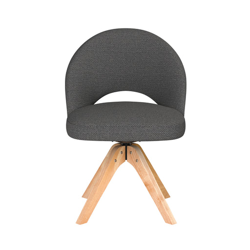 Stoel Mick Grijs met houten draaivoet-Eetkamerstoelen-Creating Home