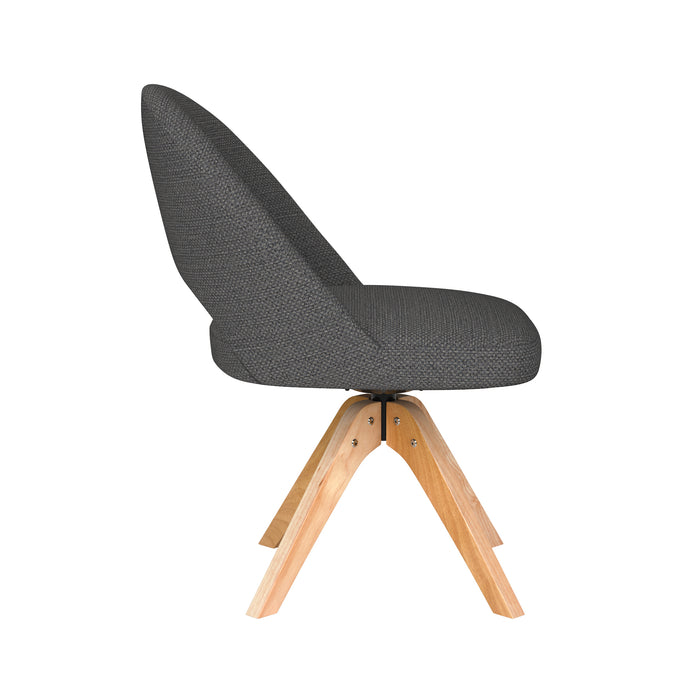 Stoel Mick Grijs met houten draaivoet-Eetkamerstoelen-Creating Home