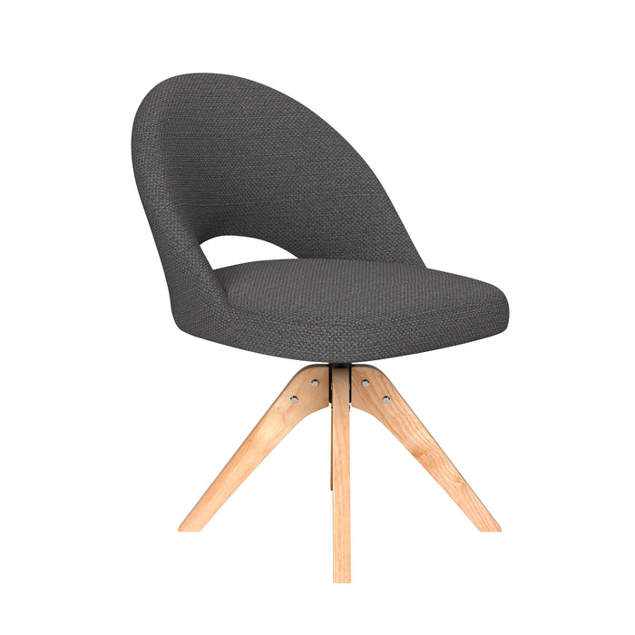 Stoel Mick Grijs met houten draaivoet-Eetkamerstoelen-Creating Home