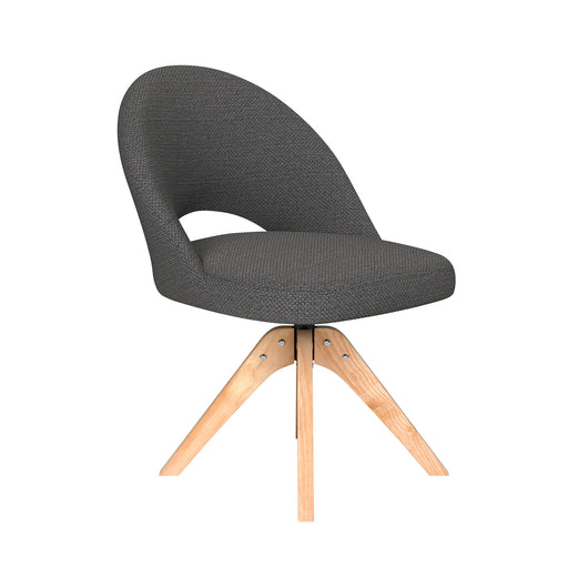 Stoel Mick Grijs met houten draaivoet-Eetkamerstoelen-Creating Home