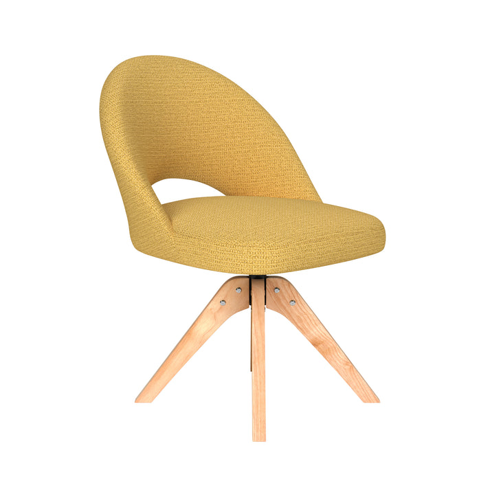 Stoel Mick Oker met houten draaivoet-Eetkamerstoelen-Creating Home