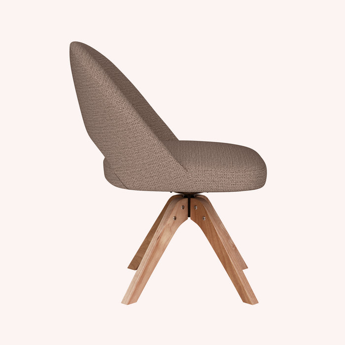 Stoel Mick Taupe met houten draaivoet-Eetkamerstoelen-Creating Home