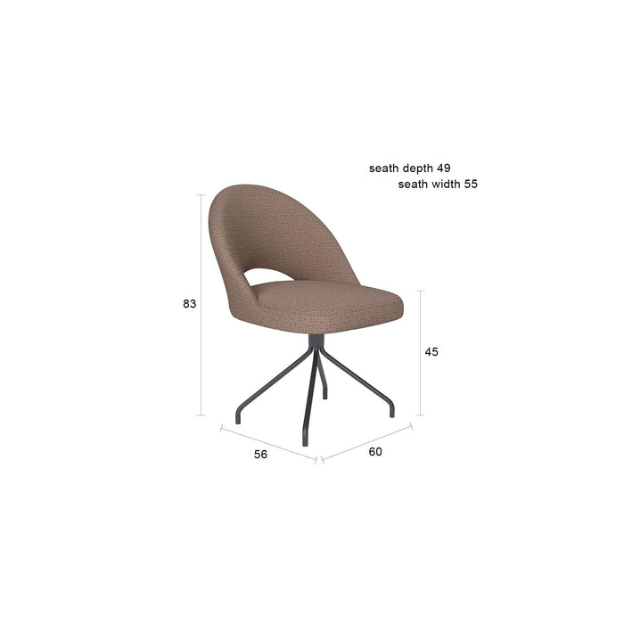 Stoel Mick Taupe met spinpoot draaivoet-Eetkamerstoelen-Creating Home