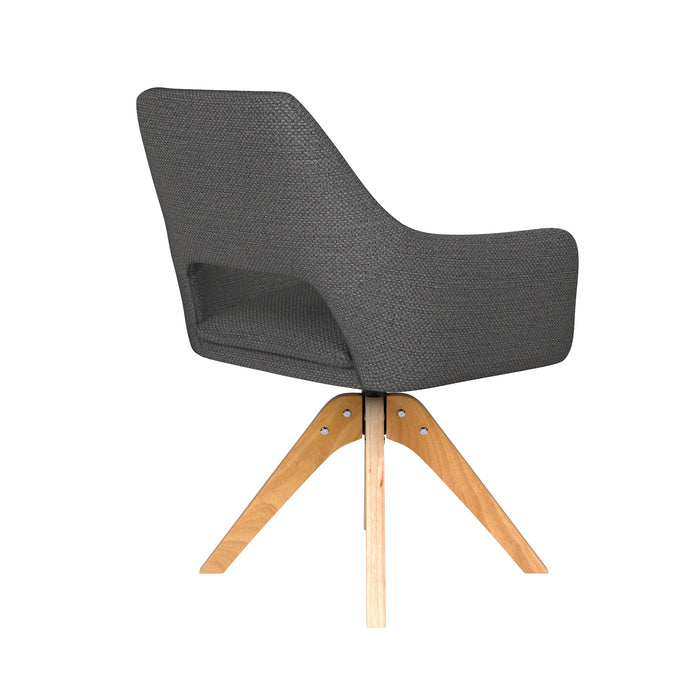 Stoel Mos Grijs met houten draaivoet-Eetkamerstoelen-Creating Home