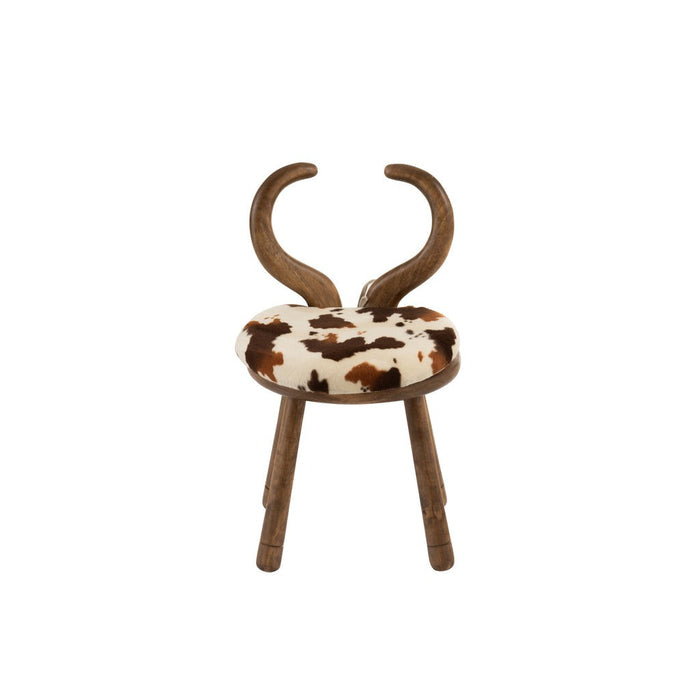 Stoel Oor koe hout bruin-Eetkamerstoelen-J-Line