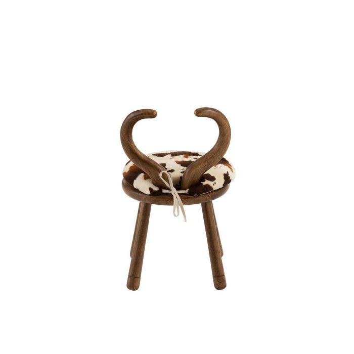 Stoel Oor koe hout bruin-Eetkamerstoelen-J-Line