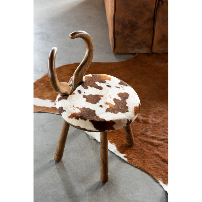Stoel Oor koe hout bruin-Eetkamerstoelen-J-Line