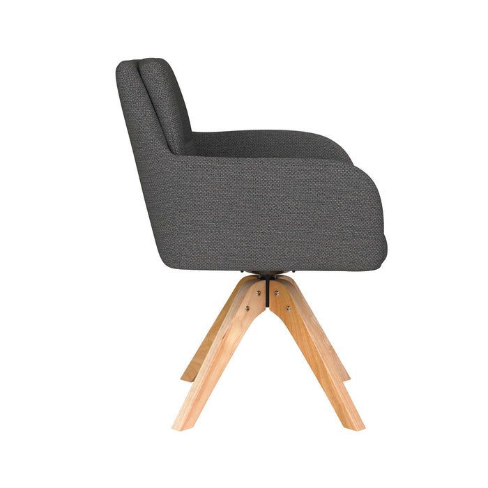 Stoel Pete Grijs met houten draaivoet-Eetkamerstoelen-Creating Home