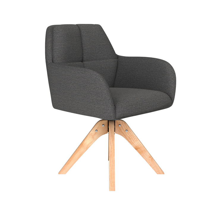 Stoel Pete Grijs met houten draaivoet-Eetkamerstoelen-Creating Home