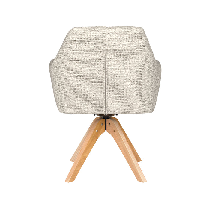 Stoel Pete Off-White met houten draaivoet-Eetkamerstoelen-Creating Home