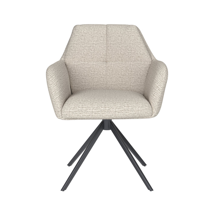 Stoel Pete Off-White met metalen draaivoet-Eetkamerstoelen-Creating Home