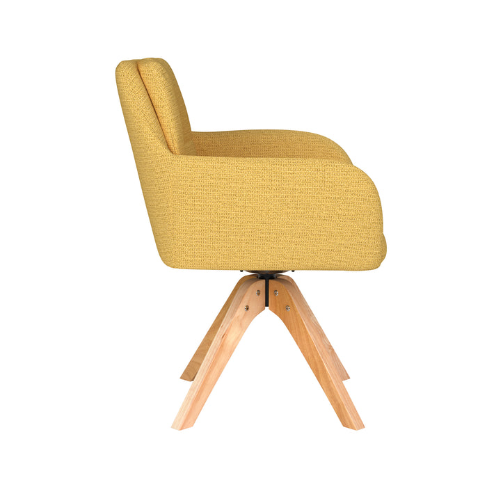Stoel Pete Oker met houten draaivoet-Eetkamerstoelen-Creating Home