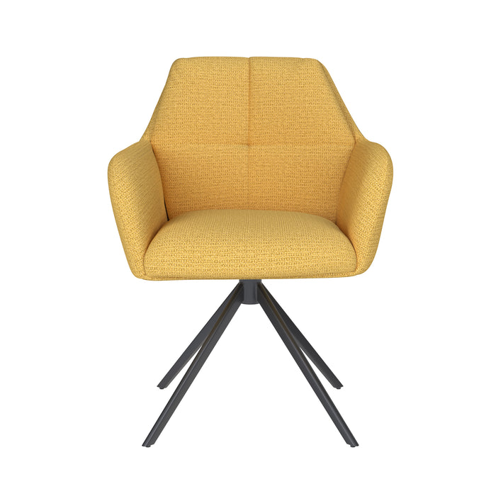 Stoel Pete Oker met metalen draaivoet-Eetkamerstoelen-Creating Home