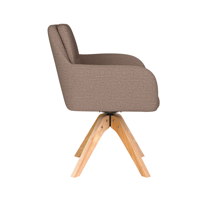 Stoel Pete Taupe met houten draaivoet-Eetkamerstoelen-Creating Home