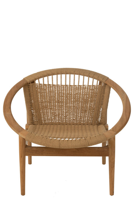 Stoel Rond teak hout naturel-Eetkamerstoelen-J-Line