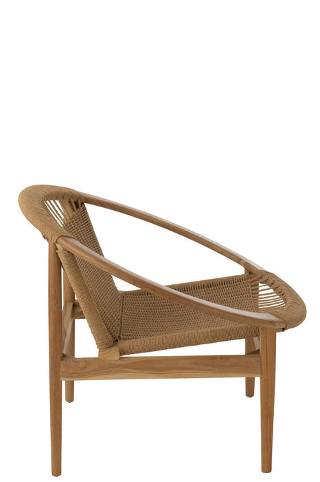 Stoel Rond teak hout naturel-Eetkamerstoelen-J-Line