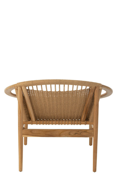 Stoel Rond teak hout naturel-Eetkamerstoelen-J-Line