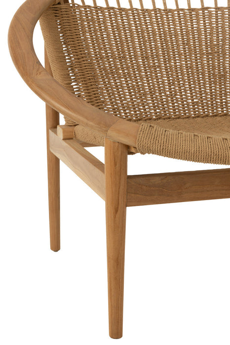 Stoel Rond teak hout naturel-Eetkamerstoelen-J-Line