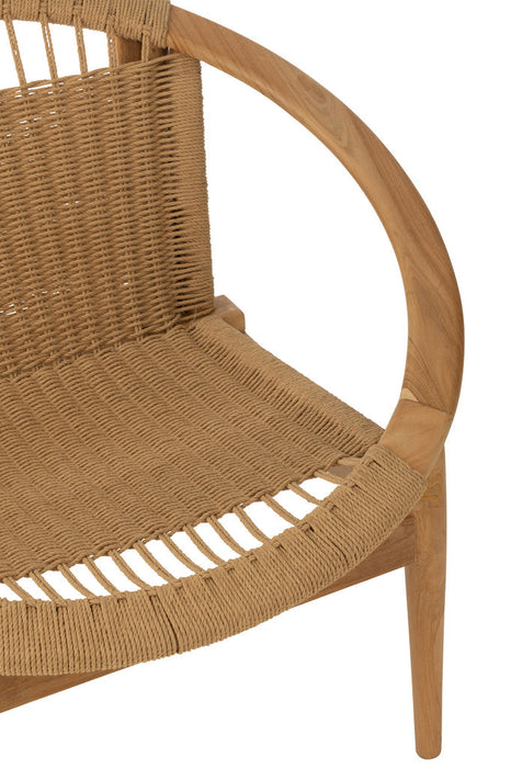 Stoel Rond teak hout naturel-Eetkamerstoelen-J-Line