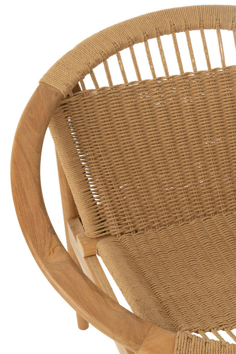 Stoel Rond teak hout naturel-Eetkamerstoelen-J-Line