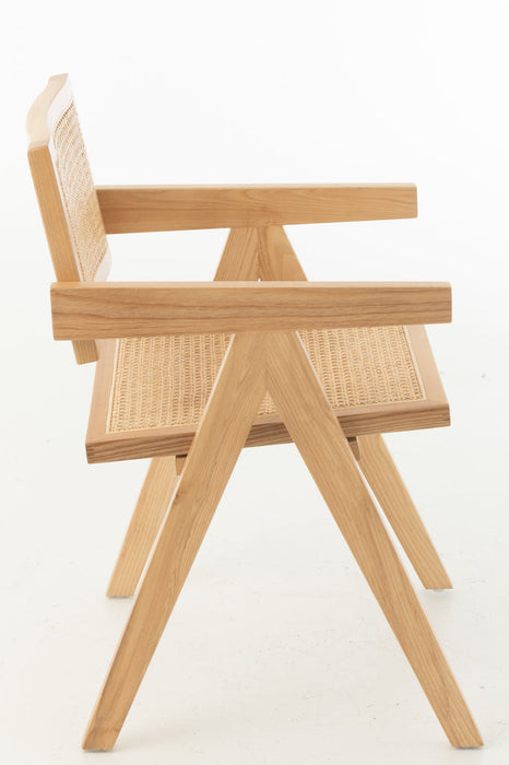 Stoel Rooster essenhout/rattan naturel-Eetkamerstoelen-J-Line
