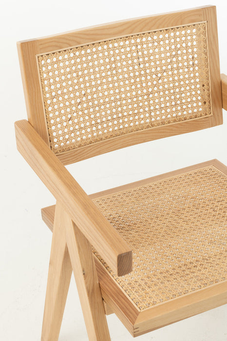 Stoel Rooster essenhout/rattan naturel-Eetkamerstoelen-J-Line