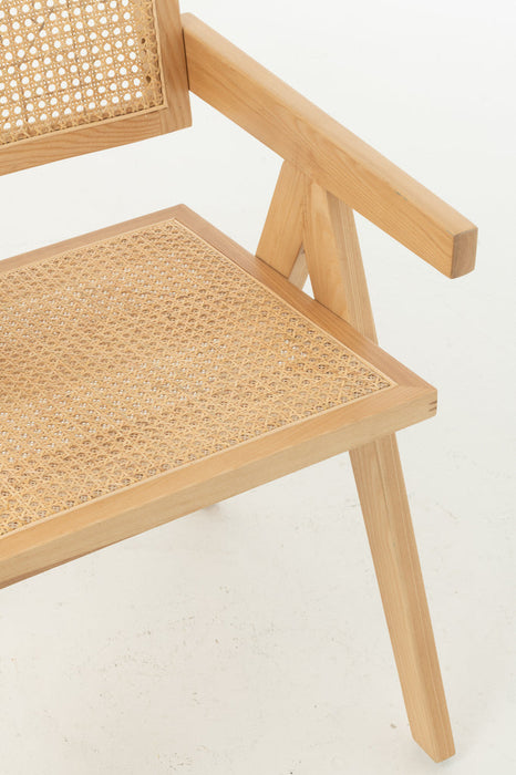 Stoel Rooster essenhout/rattan naturel-Eetkamerstoelen-J-Line