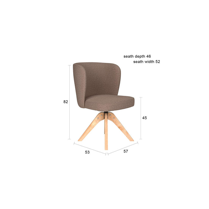 Stoel Stan Grijs met houten draaivoet-Eetkamerstoelen-Creating Home