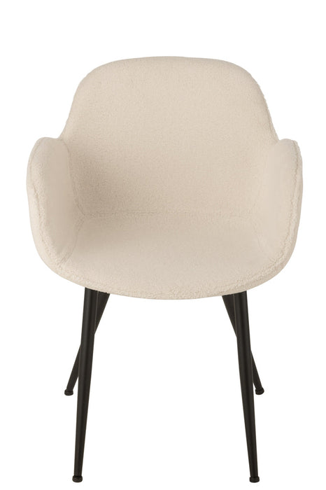 Stoel Stof/metaal wit-Eetkamerstoelen-J-Line