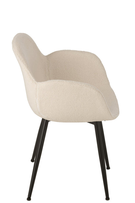 Stoel Stof/metaal wit-Eetkamerstoelen-J-Line