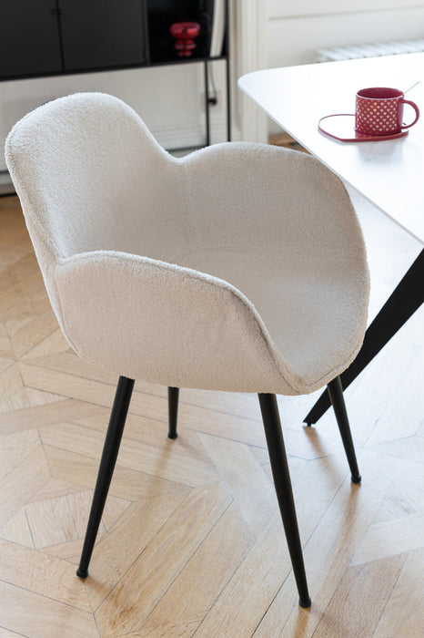 Stoel Stof/metaal wit-Eetkamerstoelen-J-Line