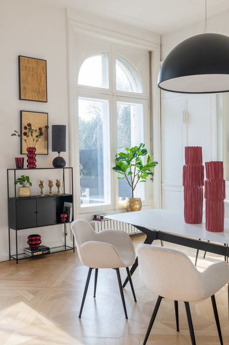 Stoel Stof/metaal wit-Eetkamerstoelen-J-Line